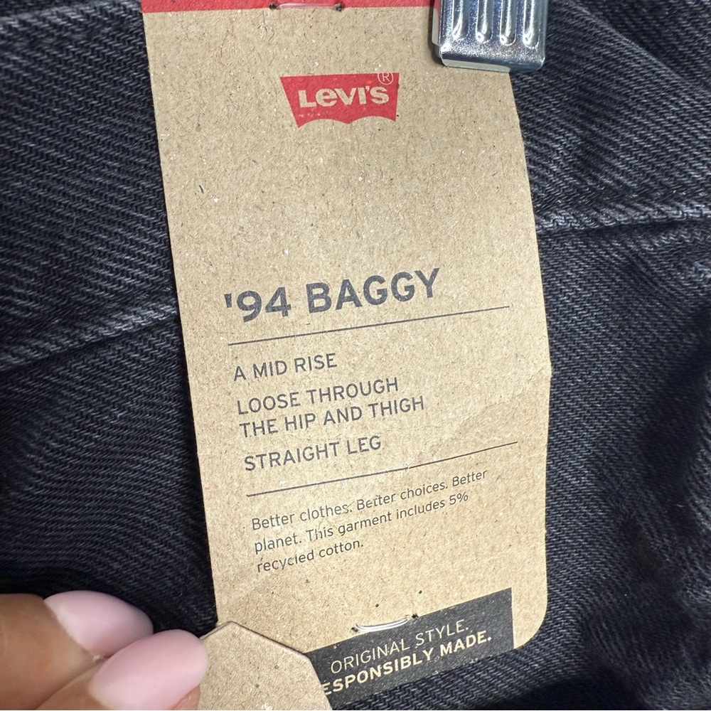 NWT Levi's 94 Baggy Jean Open Mind Straight Washed Black‎ 29 x 31 Streetwear - Picture 7 of 12